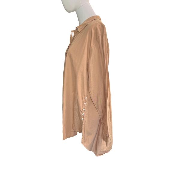 Anthropologie By Anthropologie Tan Cotton Tunic Shirt Blouse Women’s Large - Picture 5 of 8